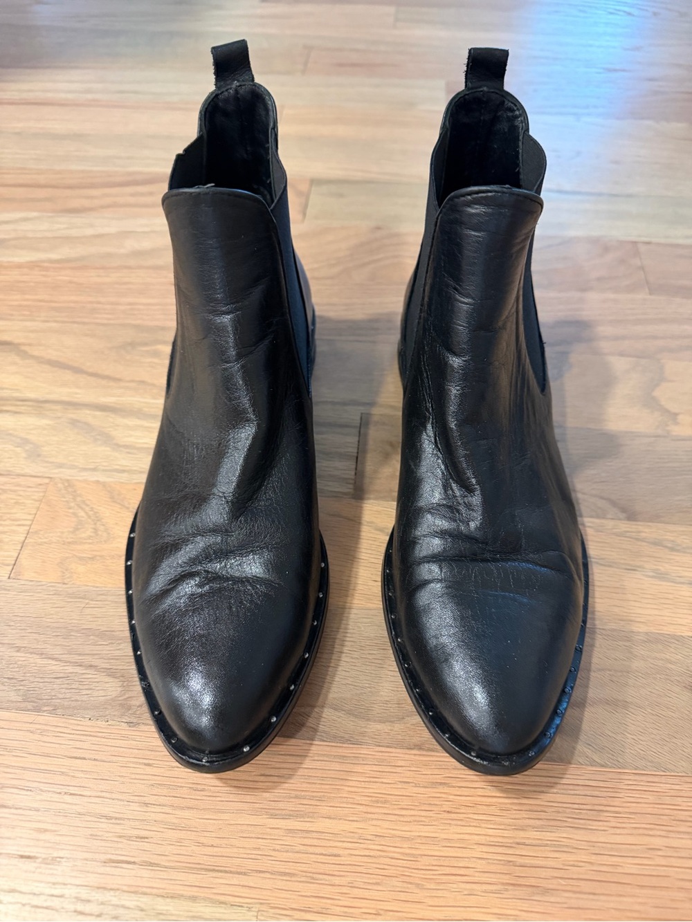 FRĒDA SALVADOR Women’s Black Leather Chelsea Ankle Boots Made in Spain